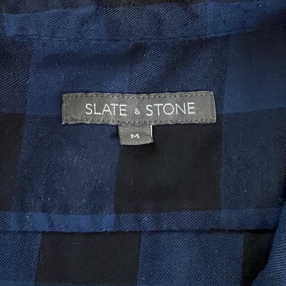 Slate & Stone Flannel Button Down Shirt - Royal Blue & Black Buffalo Plaid - Med - Picture 7 of 8